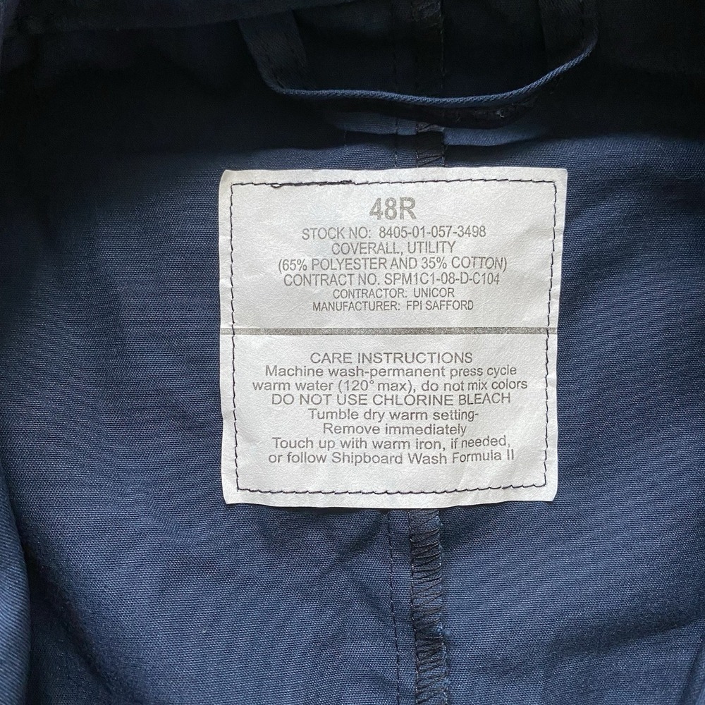 US Navy Coverall Men 48R Utility Blue USN 8405-01-057-3498 - Picture 3 of 12